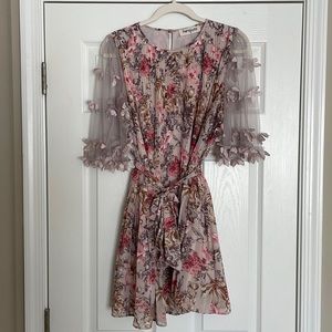 Floral Dress with Flutter Sleeves